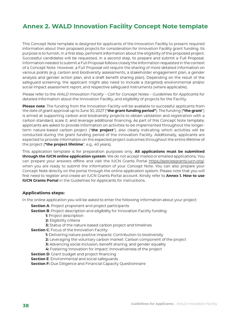 WALD Innovation Facility Concept Note Guide | PDF | Innovation ...
