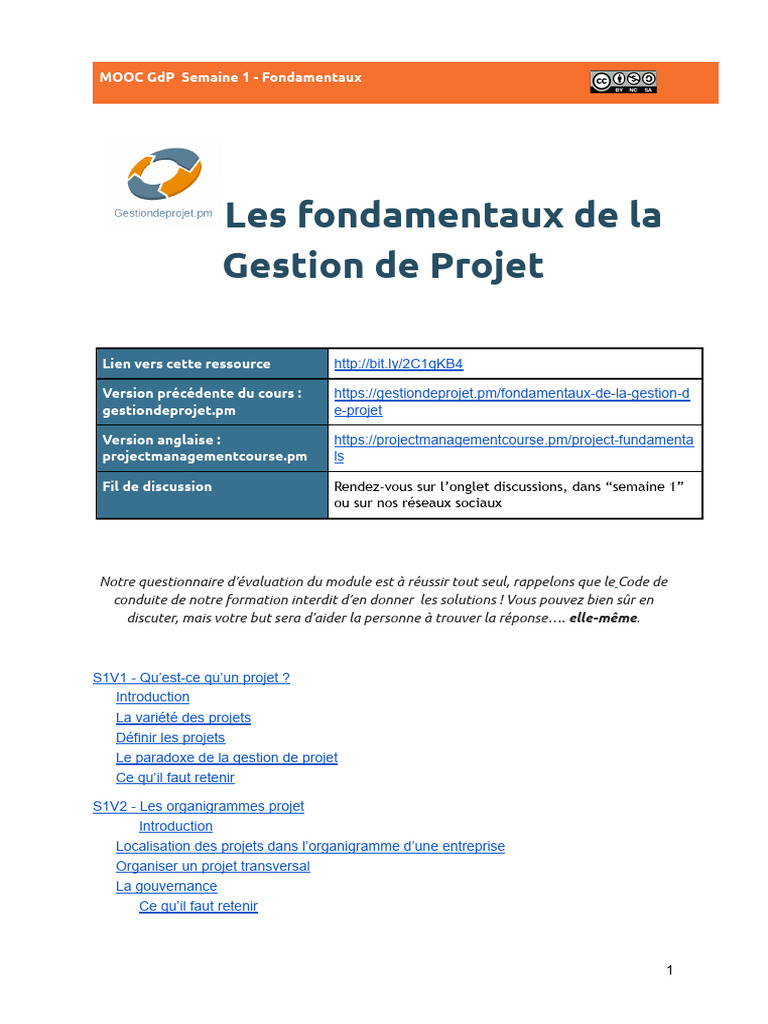 Fondamentaux de la Gestion de Projet | PDF | Gestion de projet ...