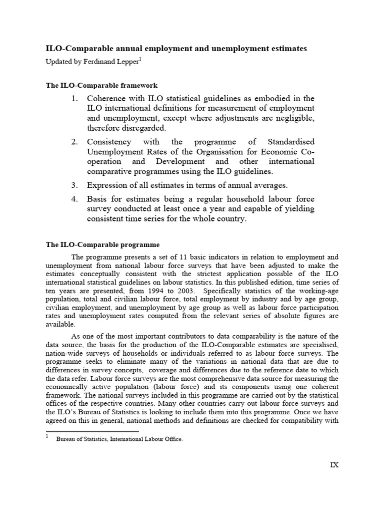 ILO - Compare Employment and Unemployment | PDF | Unemployment | Labour ...
