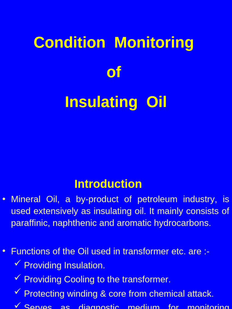Insulating Oil Condition Monitoring Guide | PDF | High Performance ...