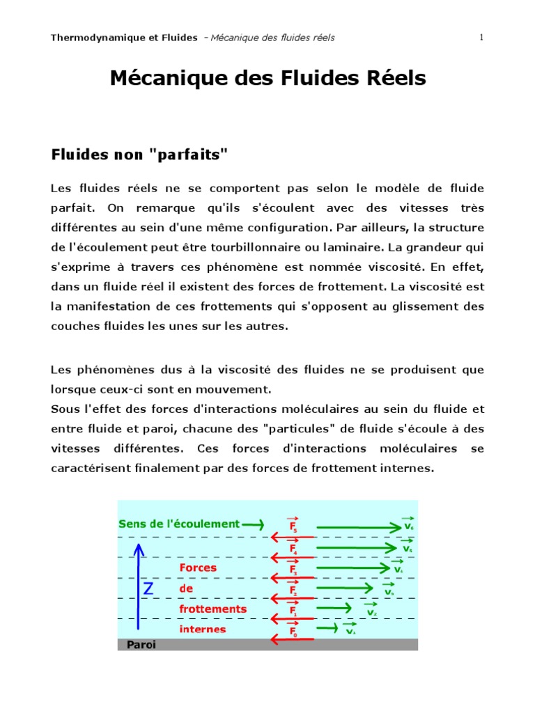 Mécanique des Fluides Réels et Viscosité | PDF | Écoulement laminaire ...