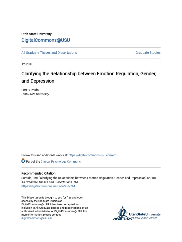 Clarifying The Relationship Between Emotion Regulation Gender A | PDF ...