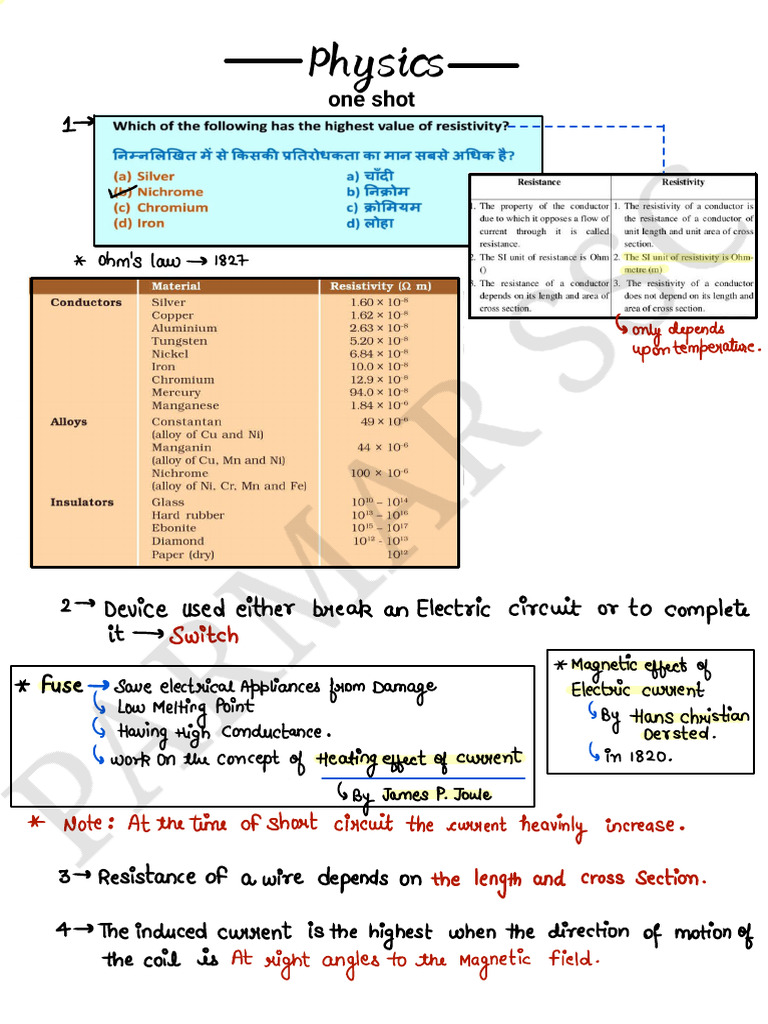 Physics One Shot Notes | PDF