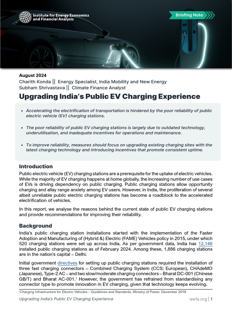 Briefing Note - Upgrading India's Public EV Charing Experience ...