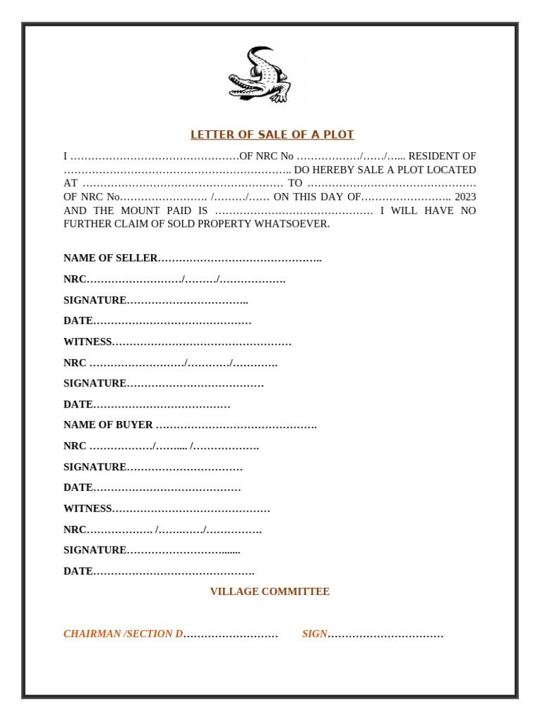 Sale Deed for Plot Transfer | PDF