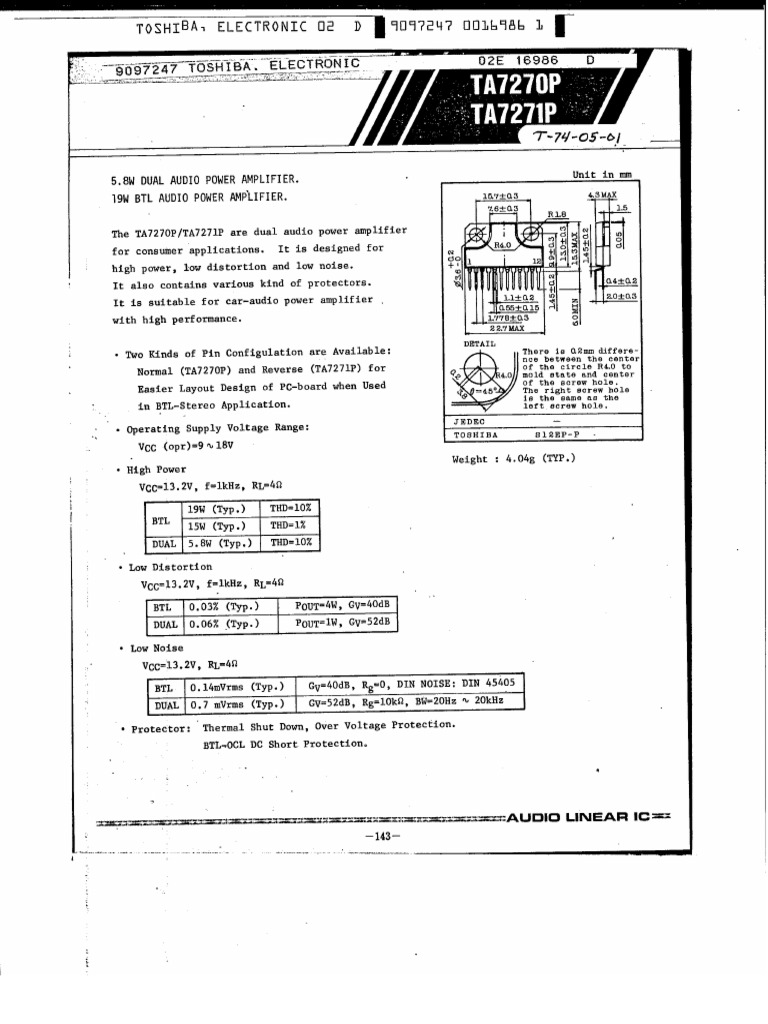 Electronic Component Datasheet Summary | PDF