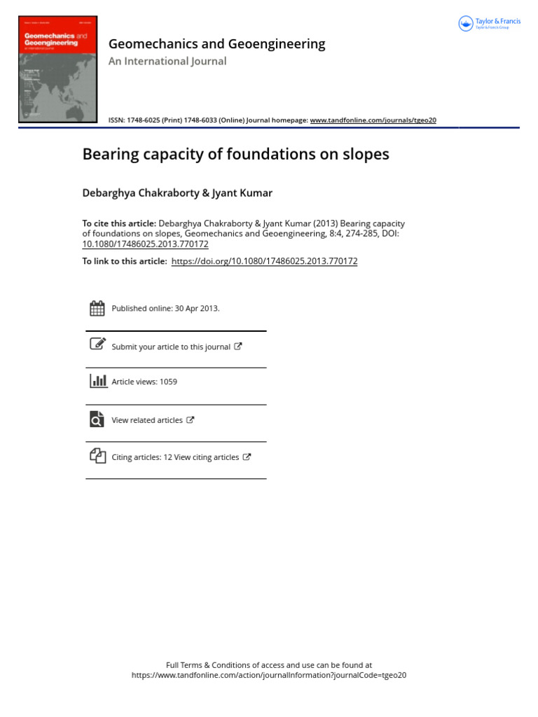 Bearing capacity of foundations on slopes | PDF | Stress (Mechanics ...