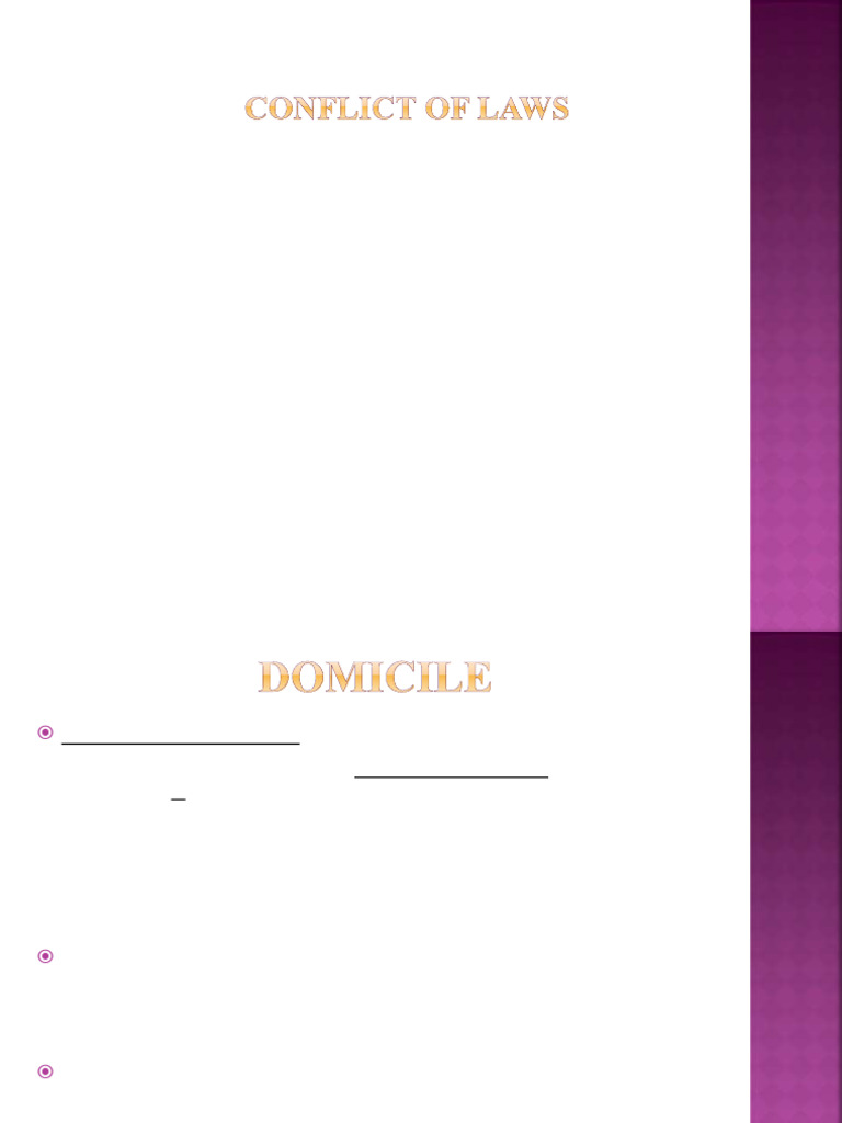 CoL Domicile I - Meaning and Characteristics | PDF | Domicile (Law ...
