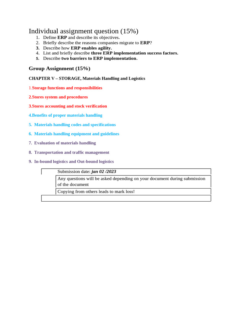 ERP Assignment | PDF