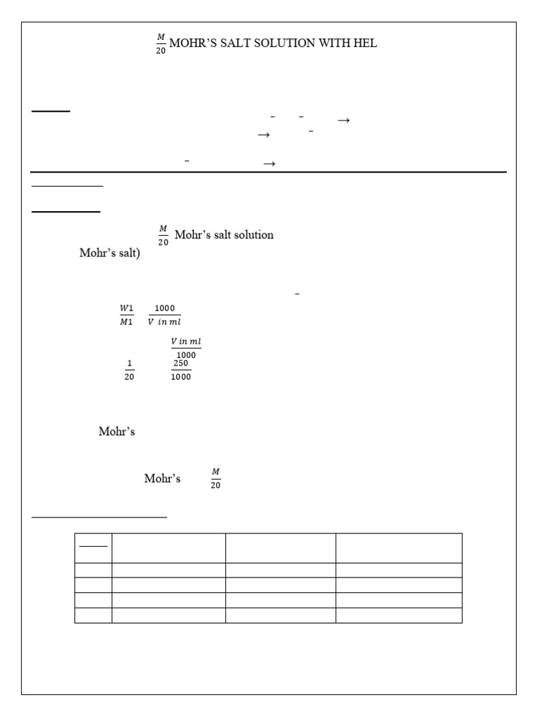 Titration Potassium Permanganate Vs Mohr's Salt PDF Titration — free download