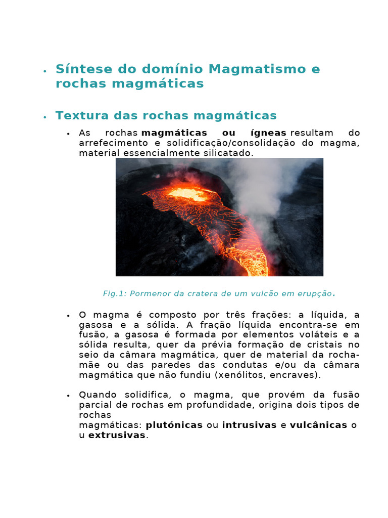 Tipos e Solidificação do Magma | PDF | Magma | Rocha ígnea
