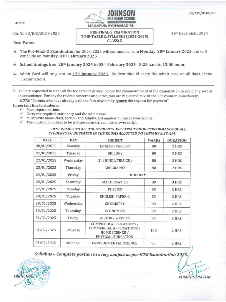 CL Xpre Final2examtimetable 20241219165654 | PDF