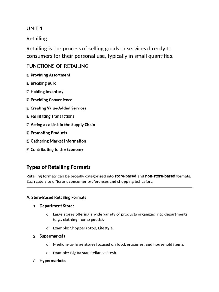 Overview of Retailing and Formats | PDF | Retail | Online Shopping