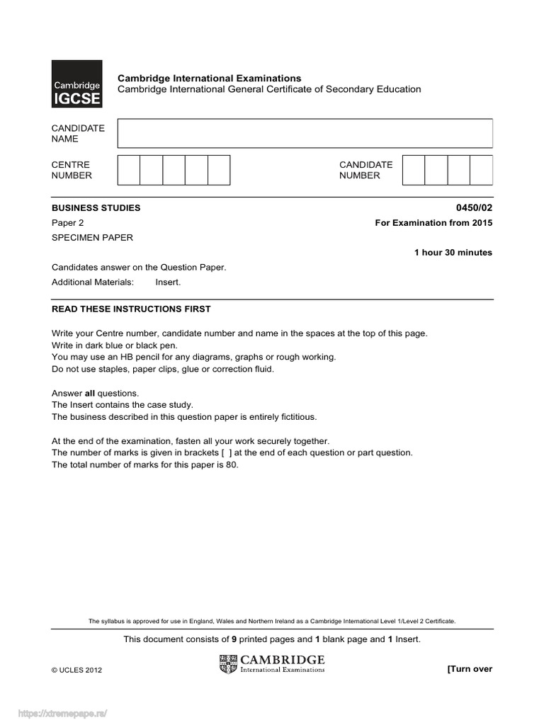 Cambridge International General Certificate of Secondary Education ...