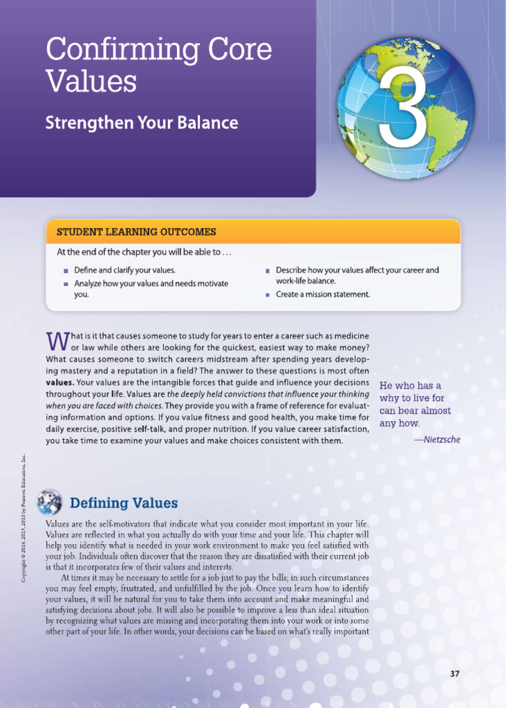 Chapter 3 Confirming Core Values | PDF