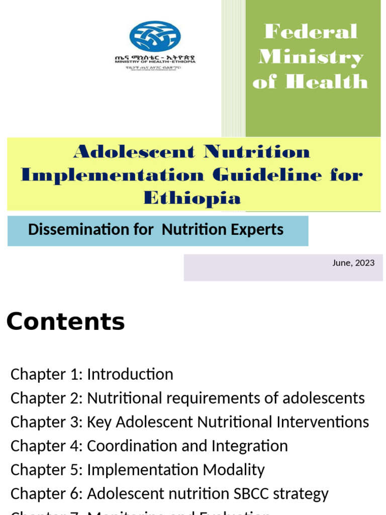 Adolescent Nutrition Guidelines 2023 | PDF | Malnutrition | Nutrition