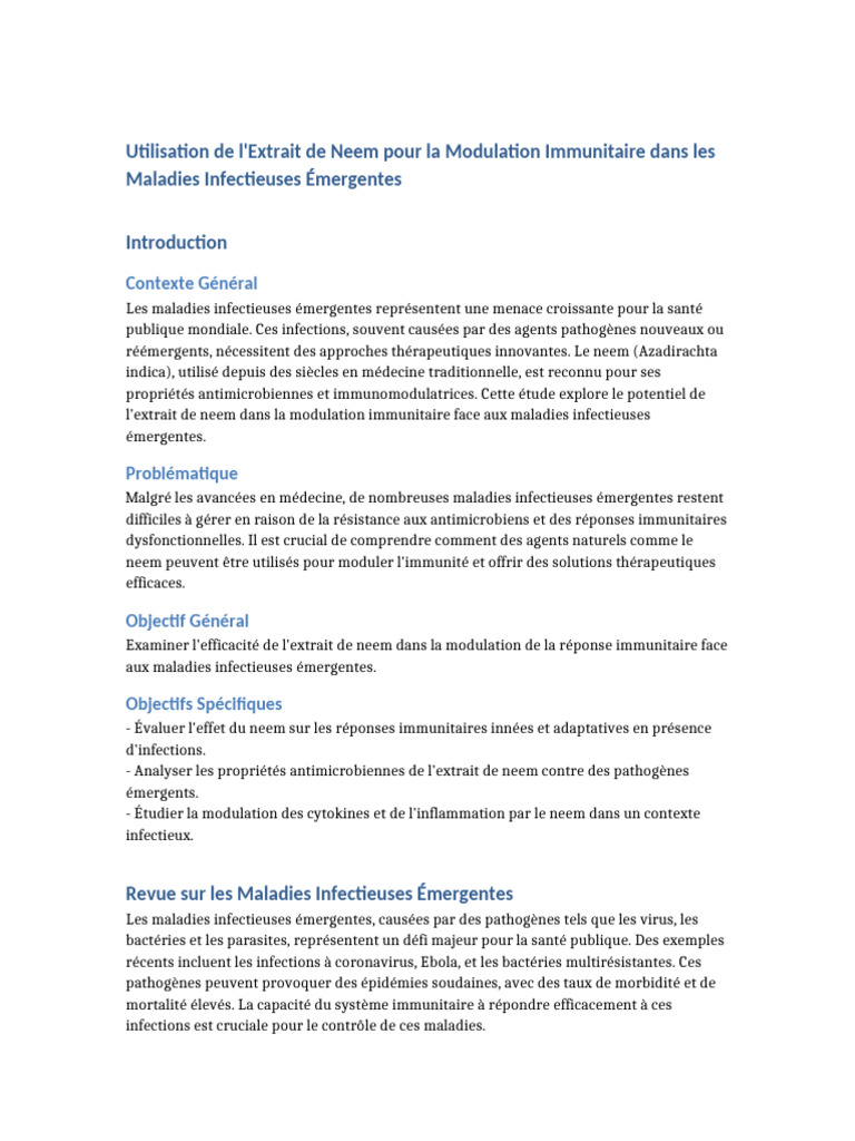 Extrait de Neem et Immunité Infectieuse | PDF | Système immunitaire ...