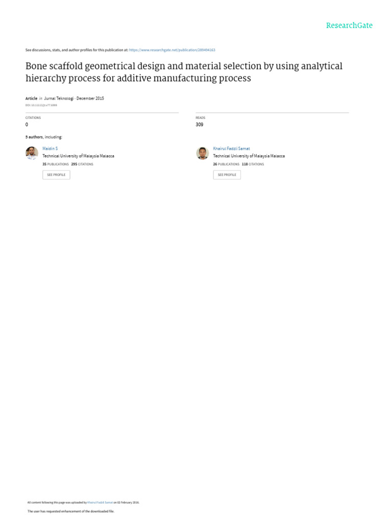 Bone Scaffold Design for 3D Printing | PDF | Tissue Engineering ...