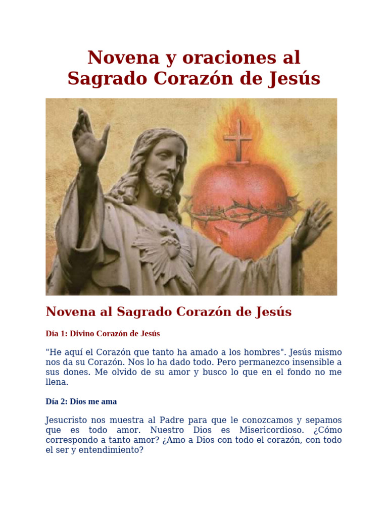 Novena al Sagrado Corazón de Jesús | PDF | Oración | Amor
