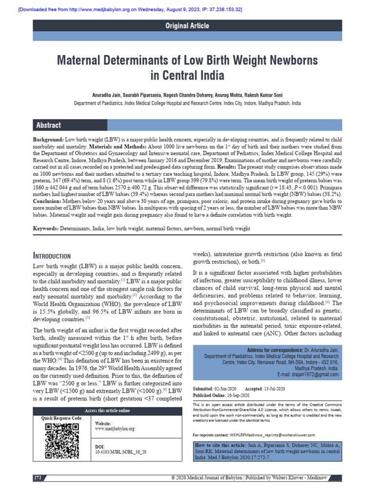 Maternal Factors Affecting Low Birth Weight | PDF | Preterm Birth ...