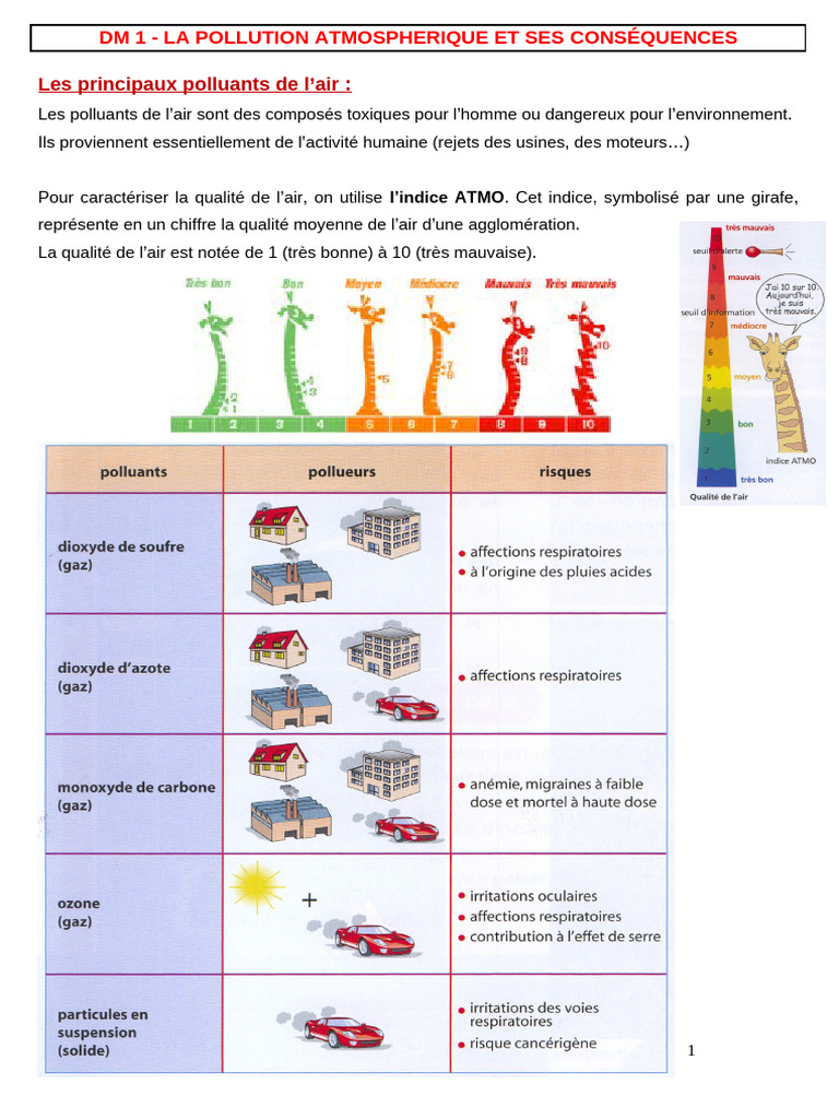 Pollution Atmosphérique et Solutions | PDF | Pollution de l'air | Effet ...