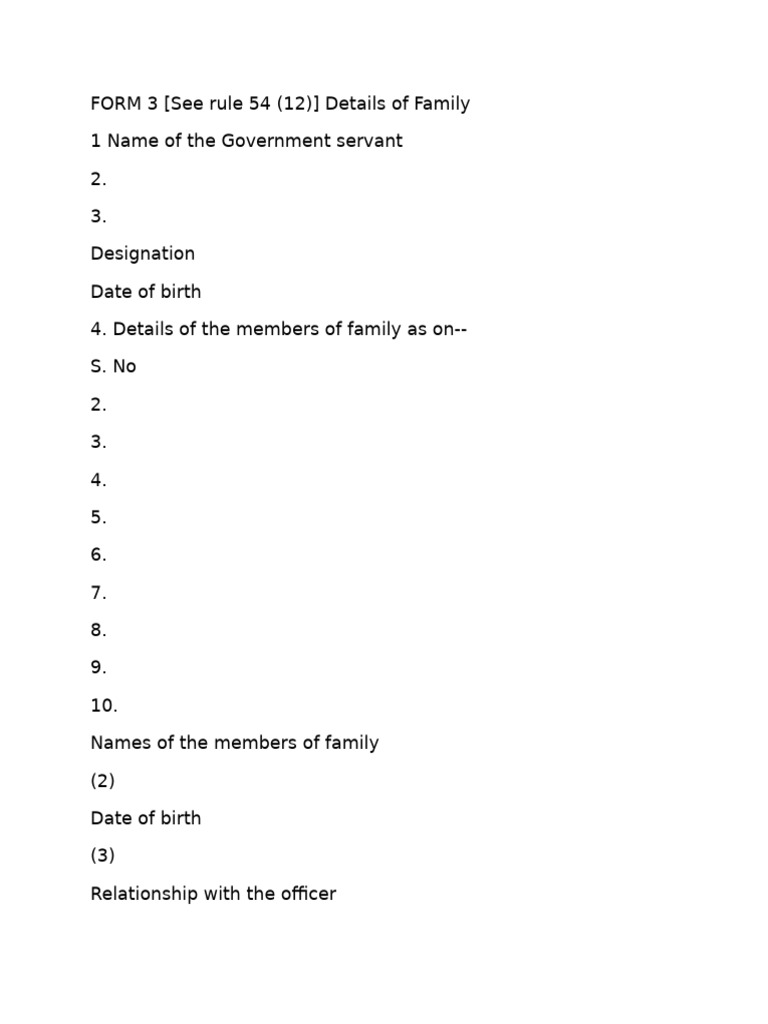 Form 3 Family Details for Government Employees | PDF