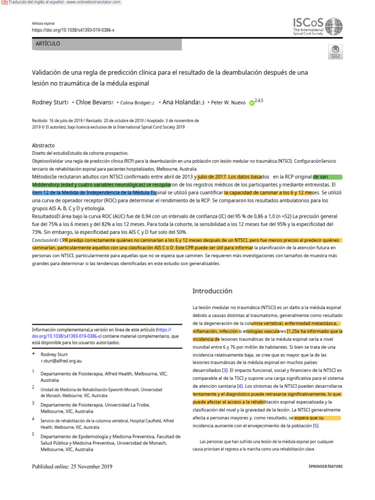2019 - Validation of A Clinical Prediction Rule For Ambulation Outcome ...