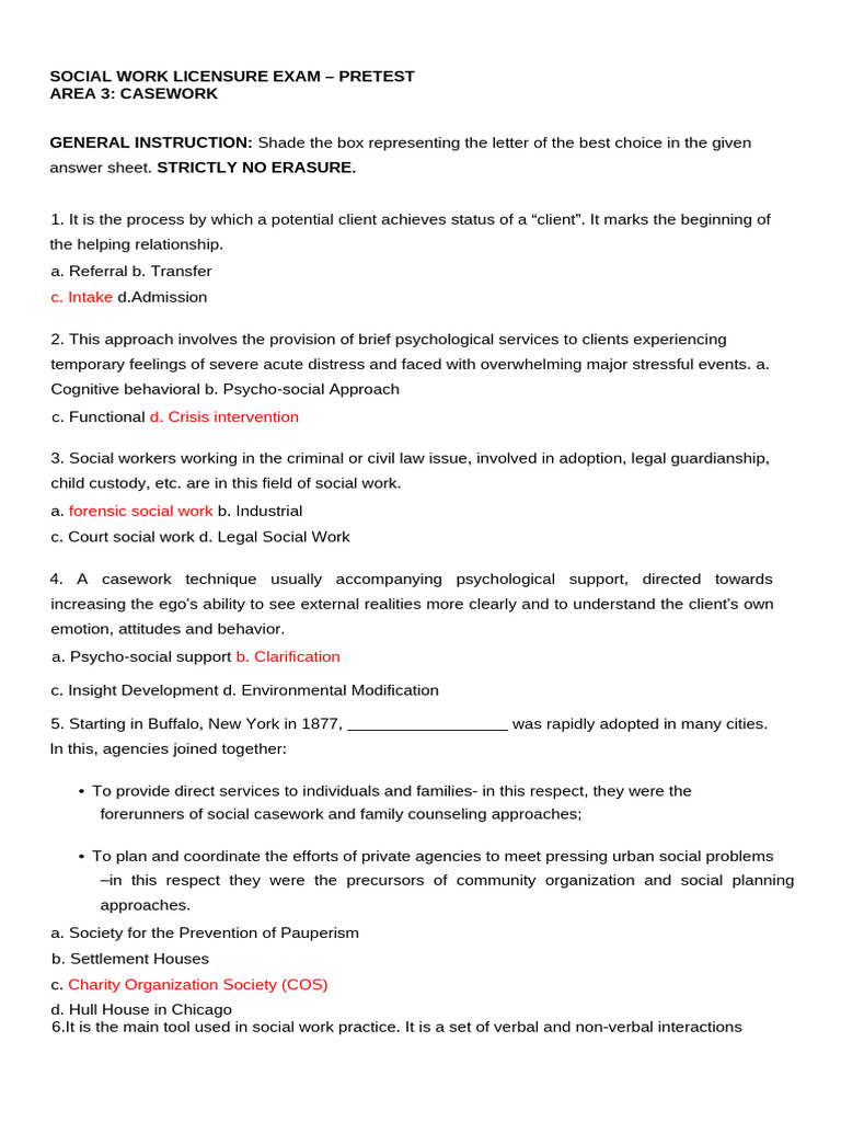 Social Work Casework Exam Review | PDF | Social Work | Behaviorism