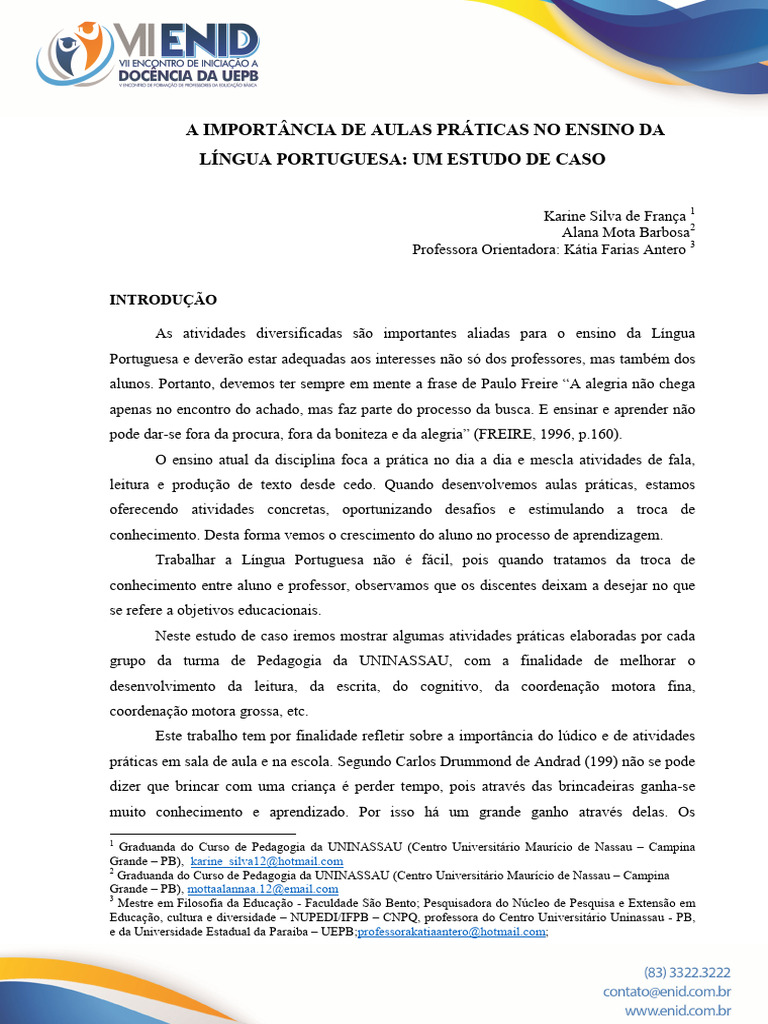 Aulas Práticas no Ensino de Português | PDF | Aprendizado | Pedagogia