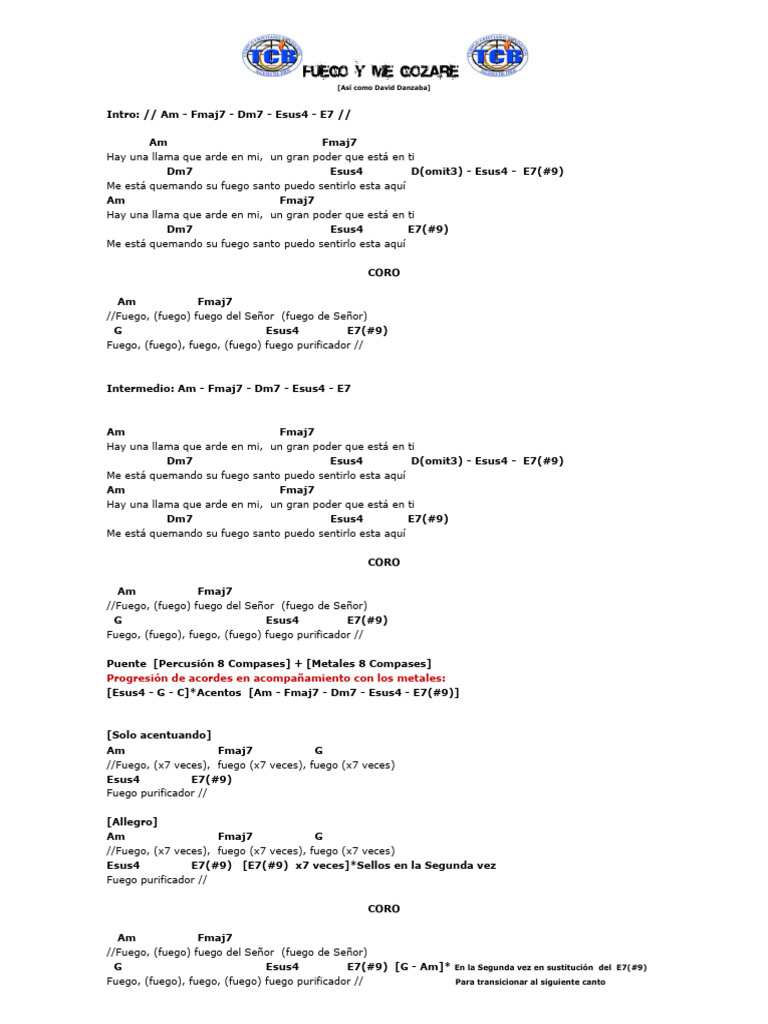 Fuego y Me Gozare (Acordes) | PDF