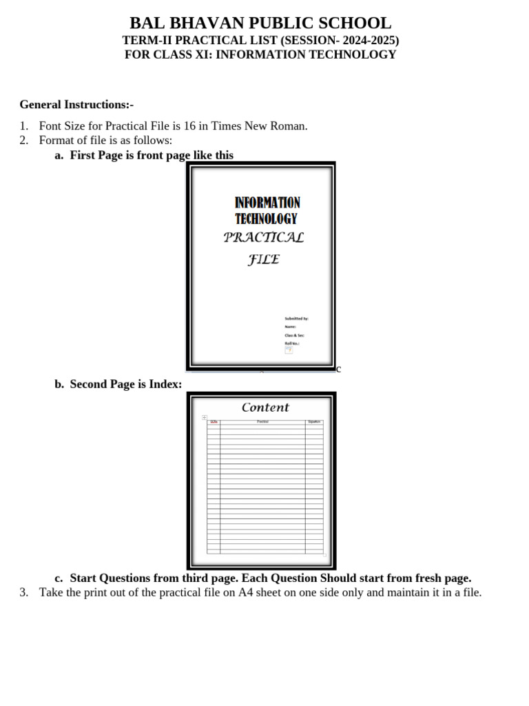 Xi It Practical List 2024-25 Term II | PDF | Computing | Data Management