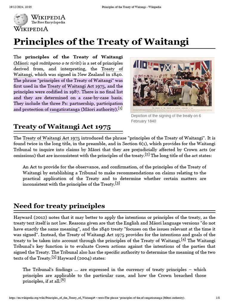 Principles of the Treaty of Waitangi | PDF | Demographics Of New ...
