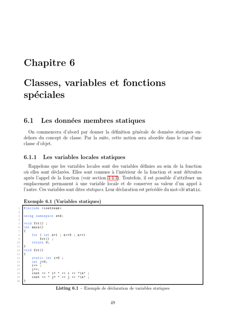 Variables et fonctions statiques en C++ | PDF | Programmation ...