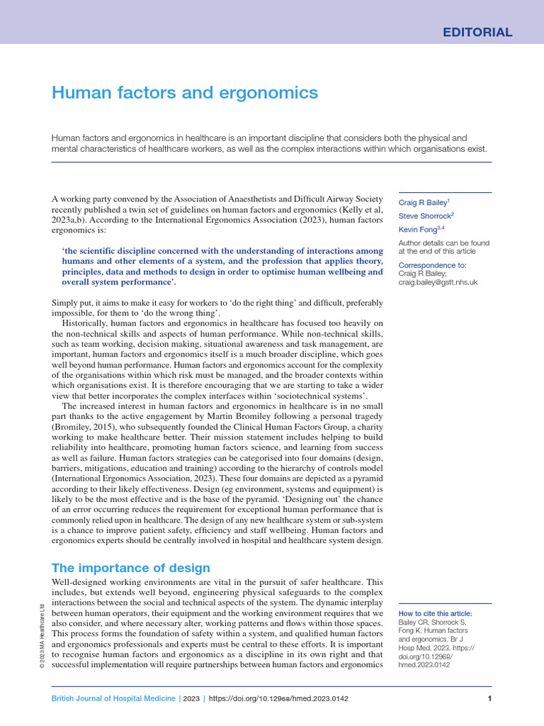 Bailey Et Al 2023 Human Factors and Ergonomics | PDF | Human Factors ...