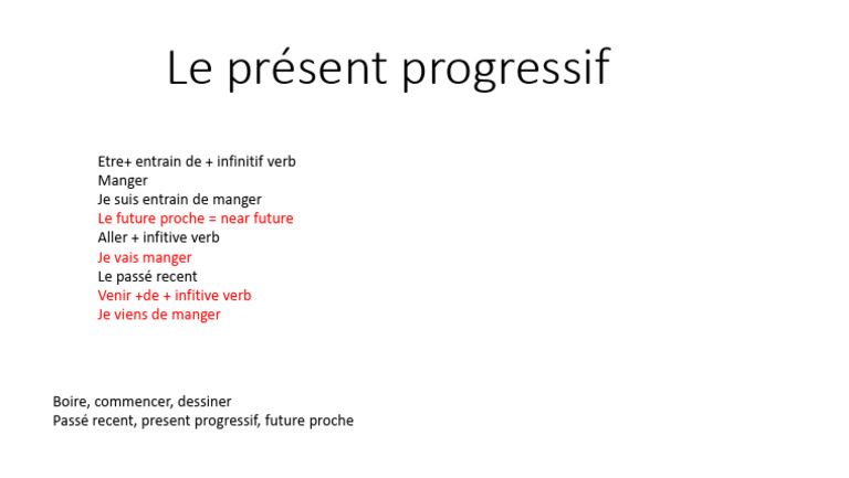 Le Présent Progressif en Français | PDF