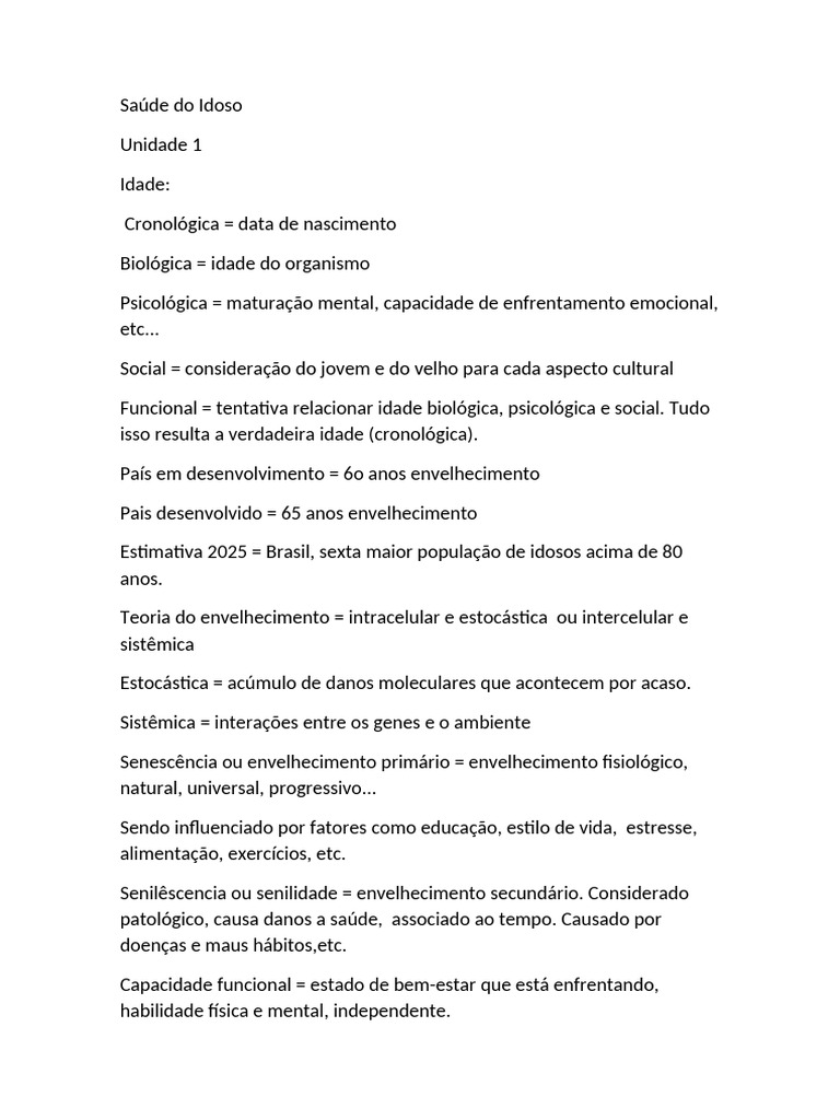 Saúde e Envelhecimento do Idoso | PDF | Doença não transmissível ...