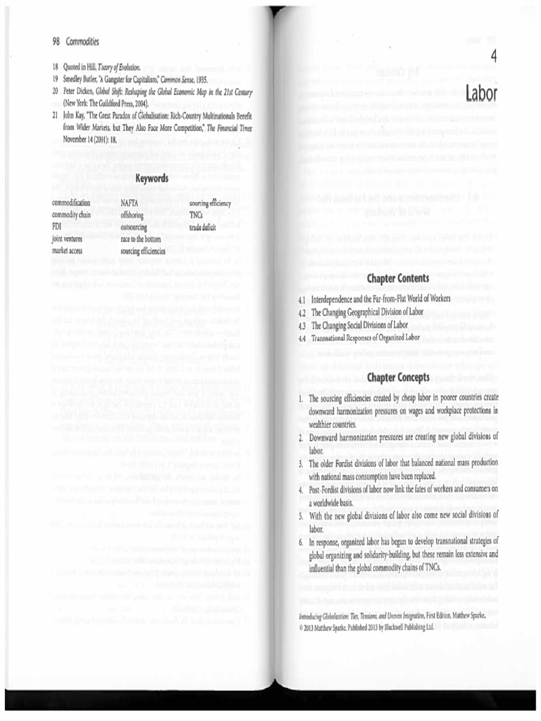 Sparke - Introducing Globalization CH 4 Labor | PDF