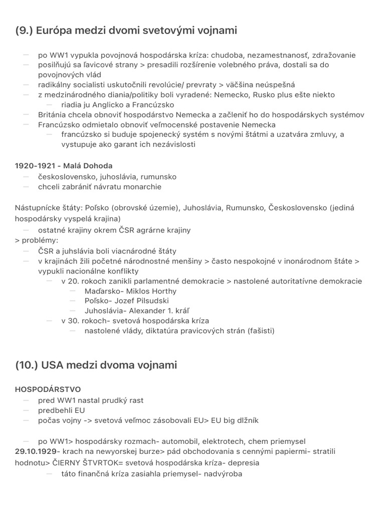 (9.) Európa Medzi Dvomi Svetovými Vojnami | PDF