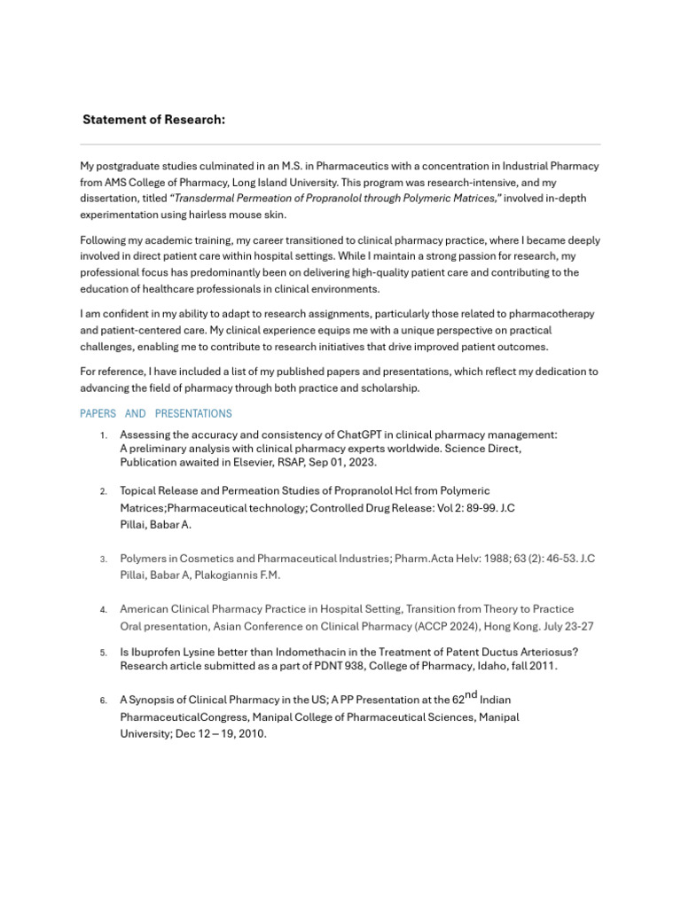 Statement of Research. | PDF