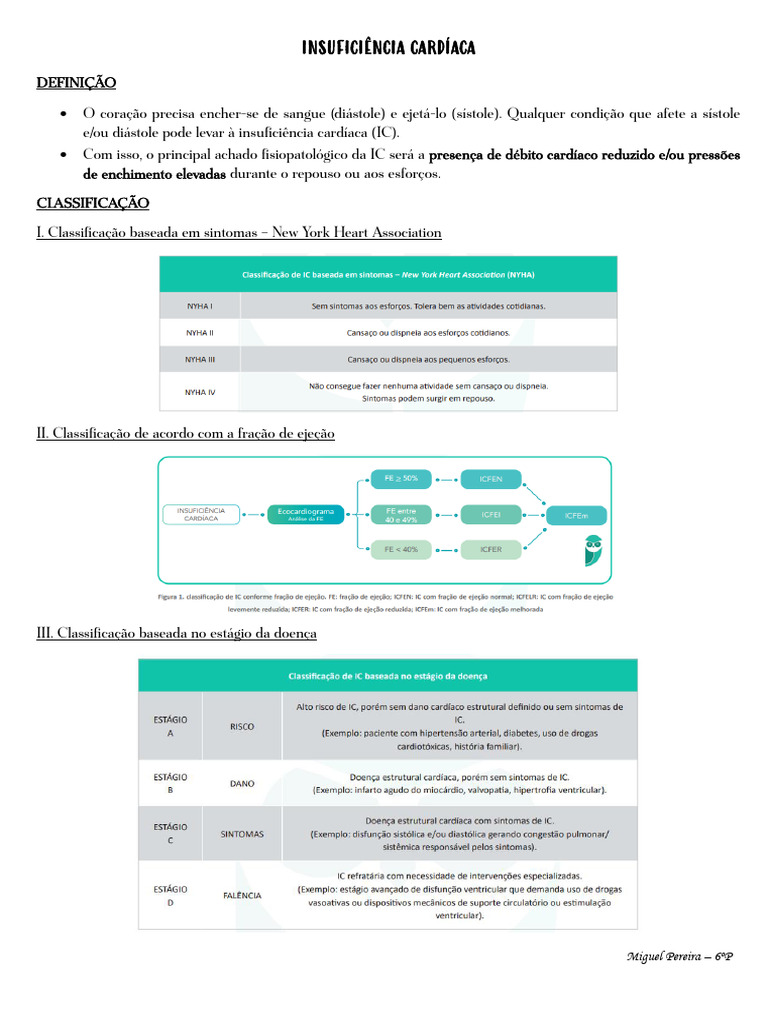 Insuficiência Cardíaca: Definição e Classificação | PDF | Coração ...