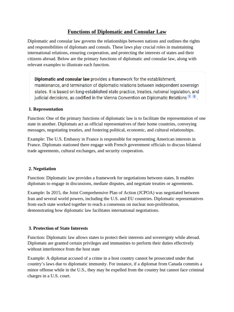 Functions of Diplomatic and Consular Law | PDF | United Nations ...