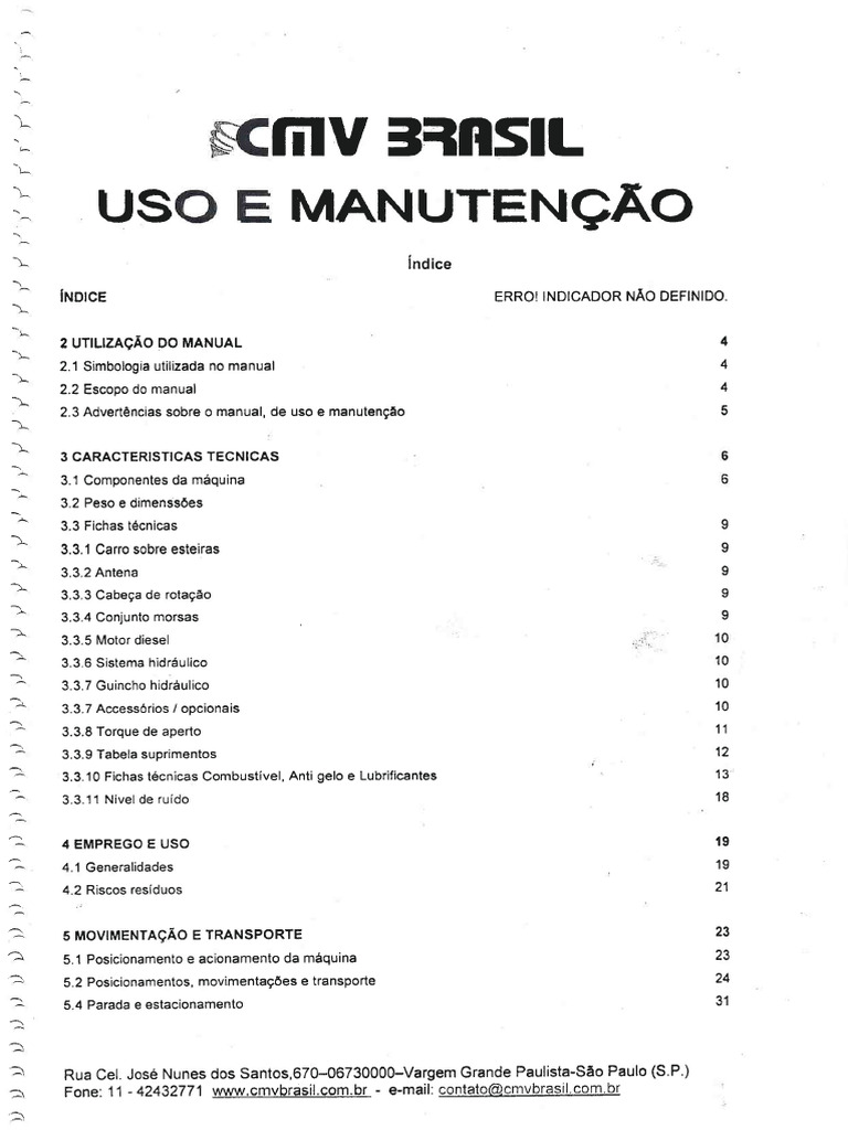 Manual de Uso e Manutenção CMV 10-08 | PDF