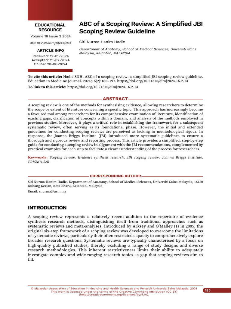Simplified JBI Scoping Review Guide | PDF | Systematic Review | Methodology