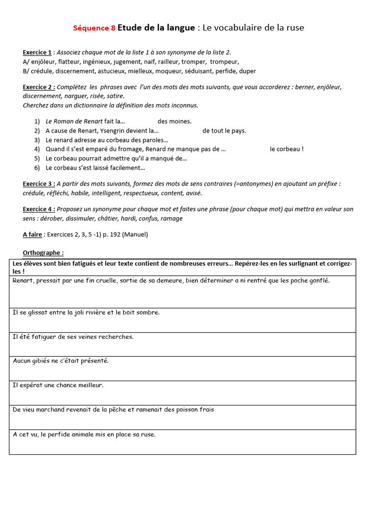 Vocabulaire de la Ruse et Synonymes | PDF