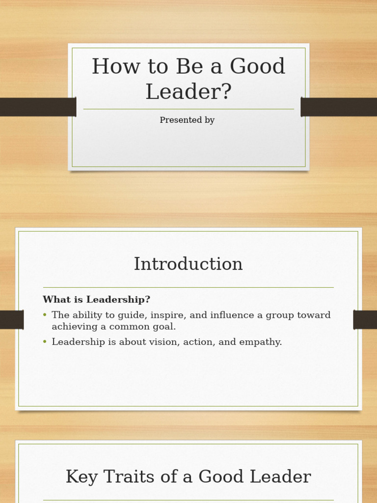 How to Be a Good Leader | PDF