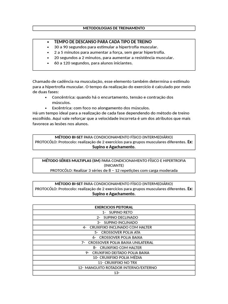 Treinamento: Métodos e Descanso Ideal | PDF | Treinamento de força ...