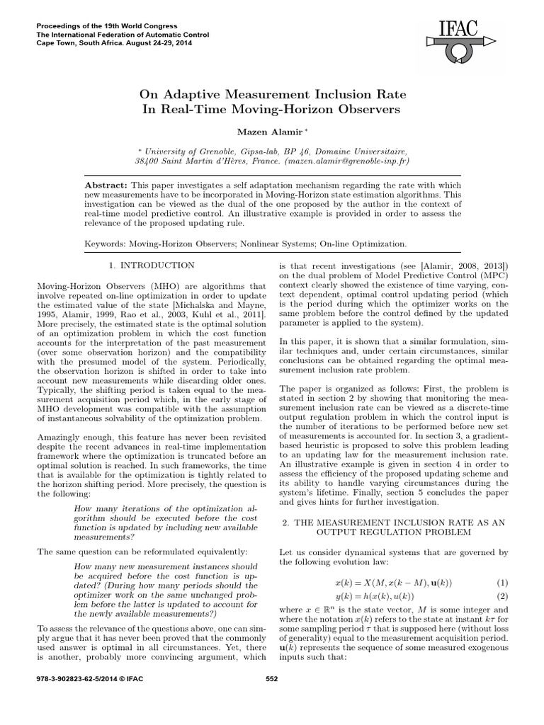 On Adaptive Measurement Inclusion Rate in Real Time Mo - 2014 - IFAC ...