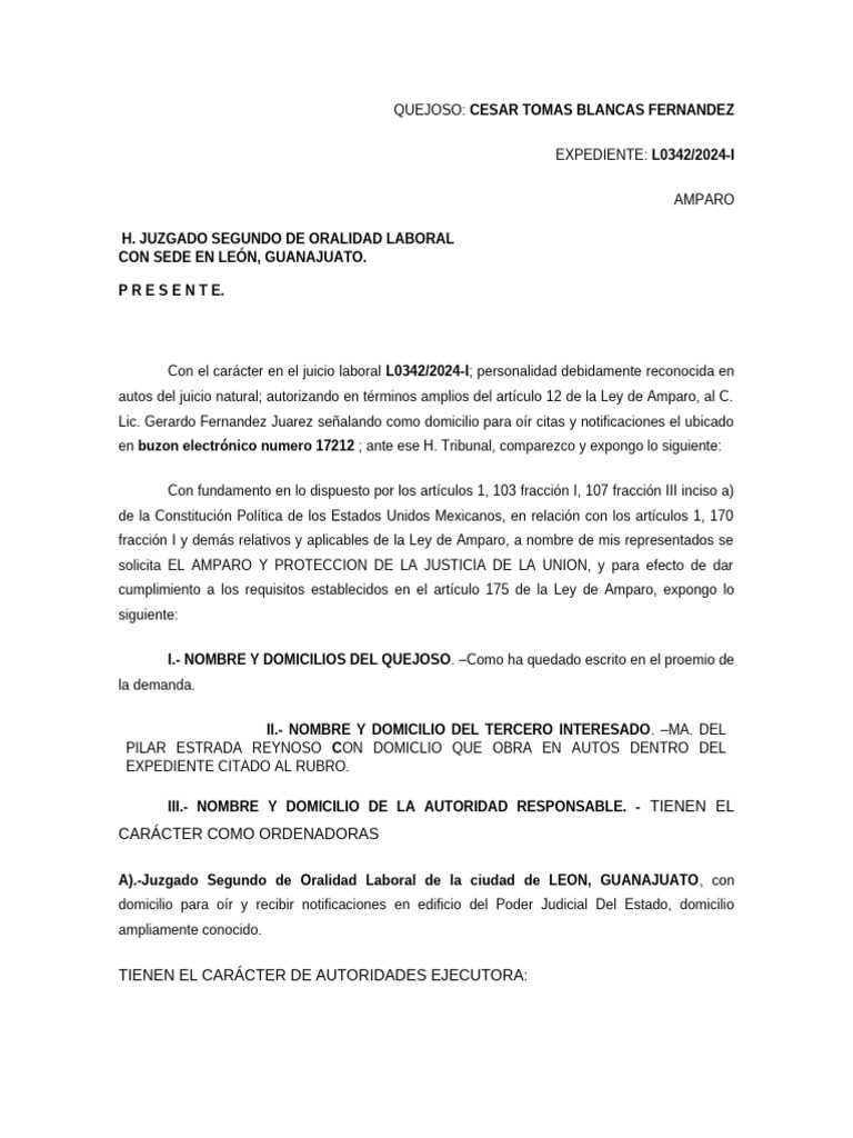 Amparo Laboral por Notificación Ilegal | PDF | Debido al proceso | Ley ...