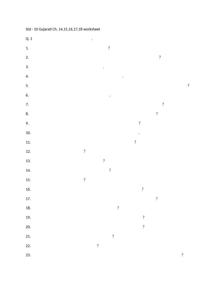 Guj 10 Ch. 14-18 Worksheet | PDF