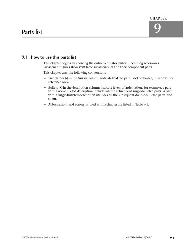 Parts List - Chapter 9 | PDF | Manufactured Goods | Equipment